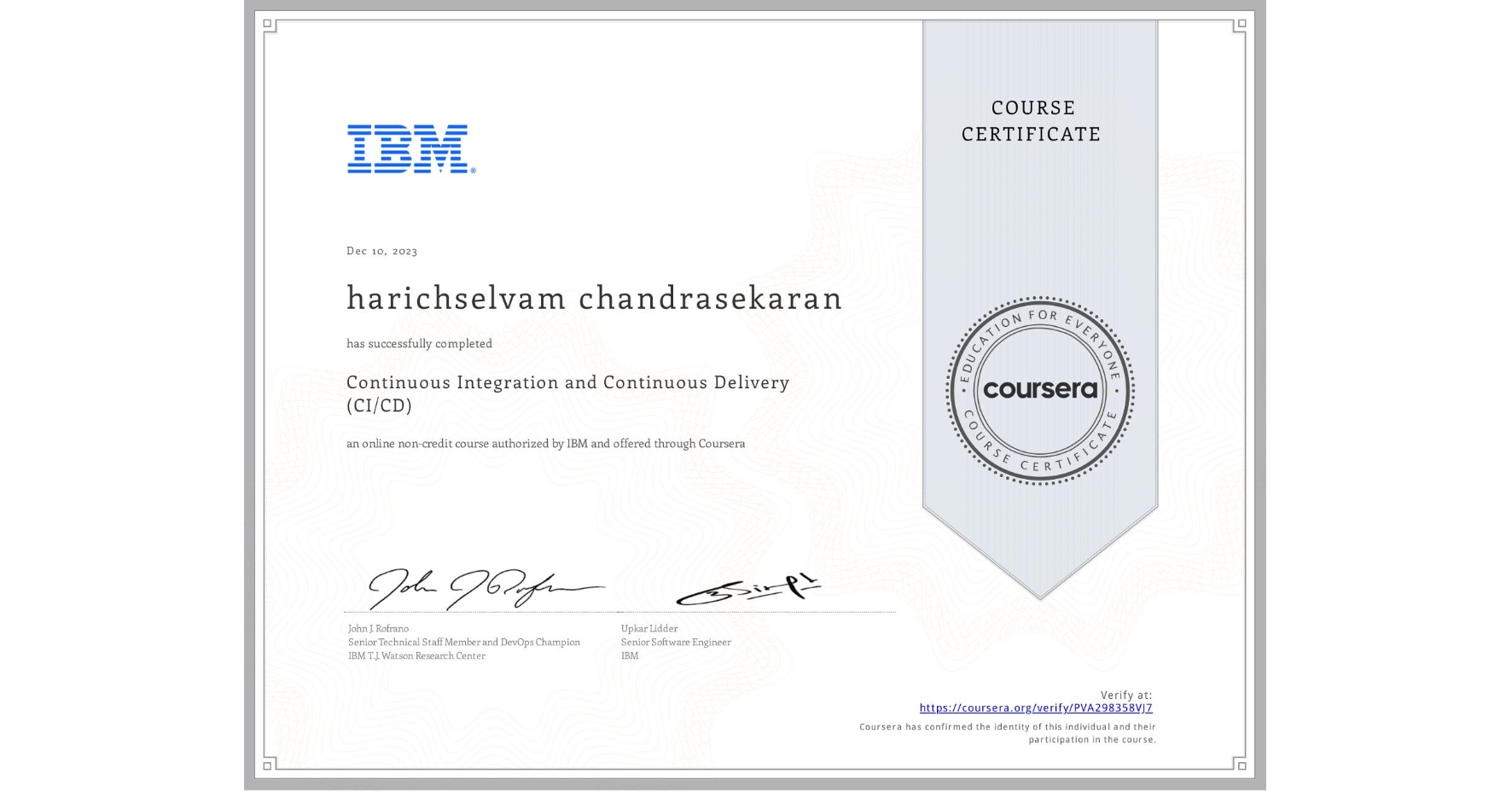 Continuous Delivery and Integration Certificate