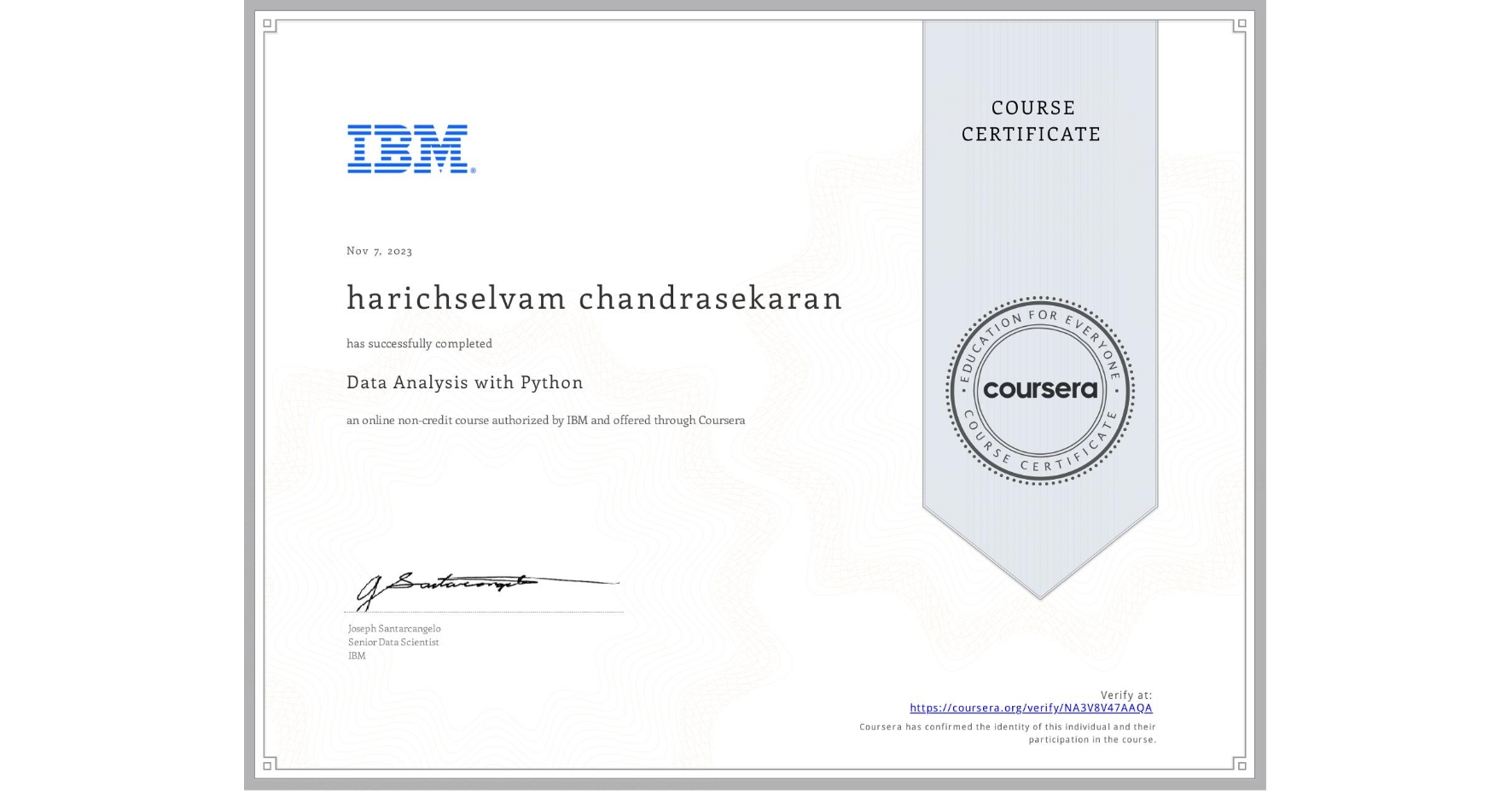 Data Analysis Certificate