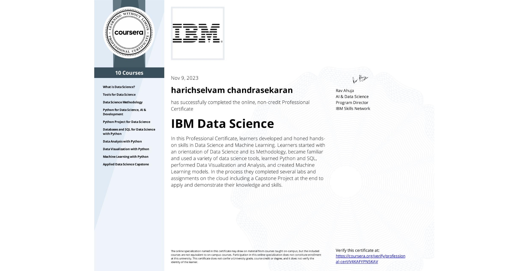 Data Science Certificate