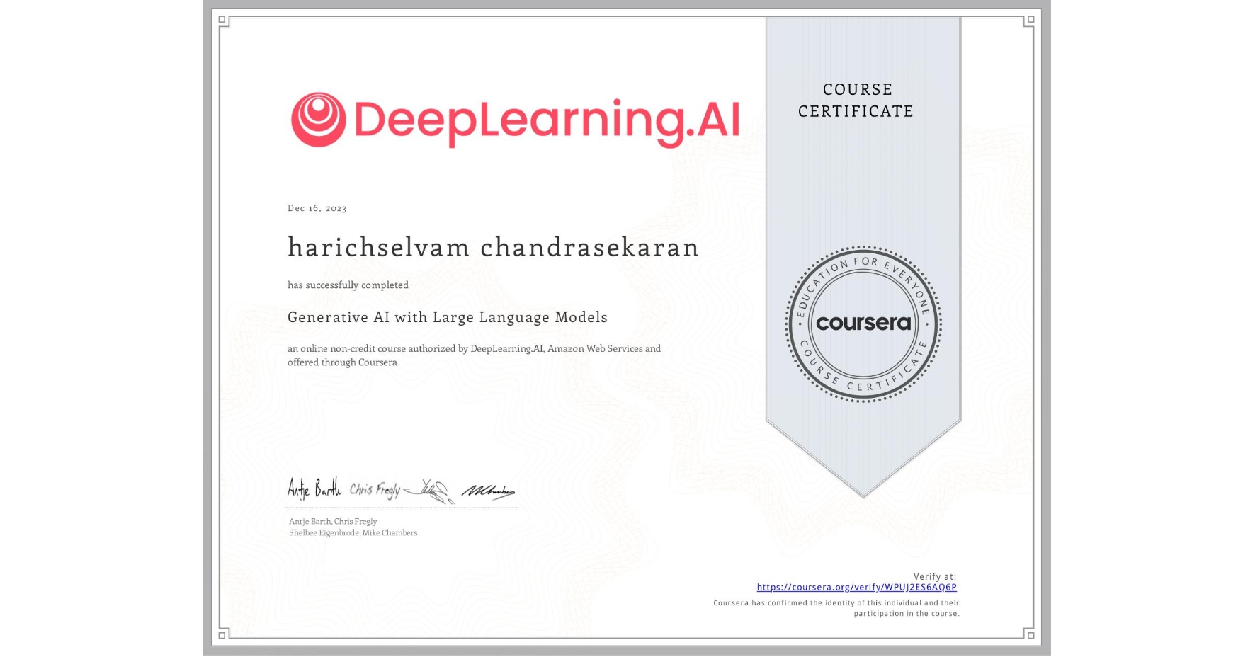 ML Certificate 1